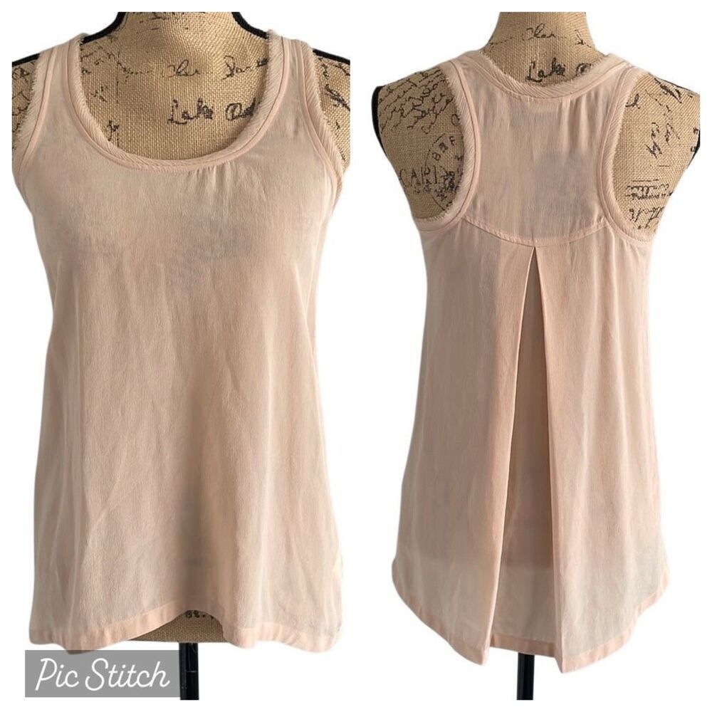 EUC Club Monaco Peach Silk Racerback Tank  Detail - Size XS